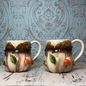 Pair of Vintage Mushroom Mugs